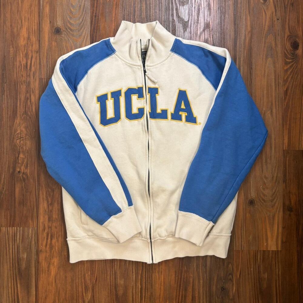 UCLA Zip-Up by Colosseum Athletics White and Blue 2000s Style Size Large